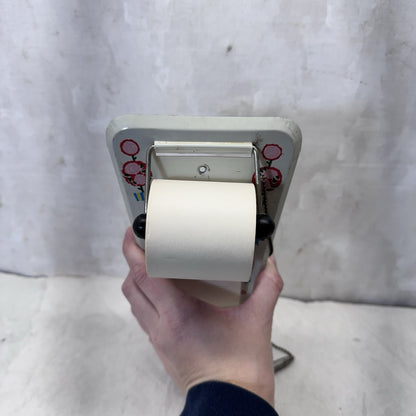 White Metal Notebook Dispenser Roll Pencil Wall Vintage Grocery List