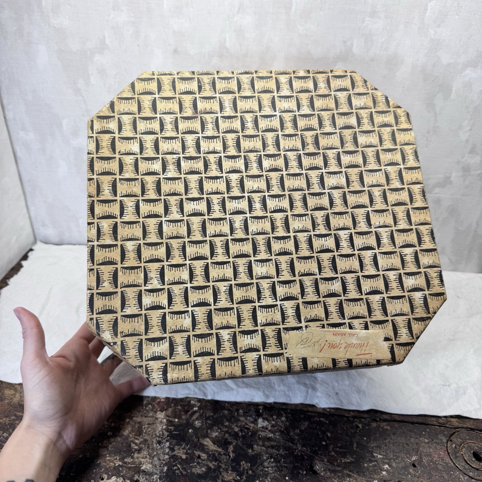 Vintage Heavy Cardboard Hat Box Container 