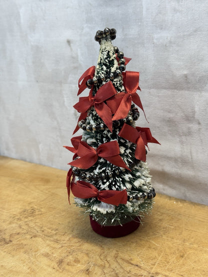 Bottle Brush Christmas Tree With Ornaments Vtg #1349