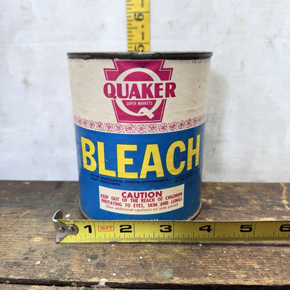 Quaker Bleach Tin Can Paper Label Vintage Empty 