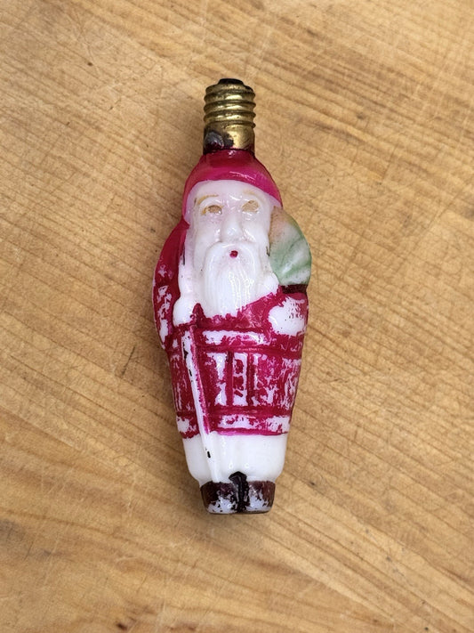 Santa Claus Christmas Bulb Milk Glass Vtg #1332
