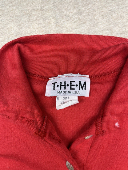 1970-80s Women’s Red Knit Sleeveless Polo Top