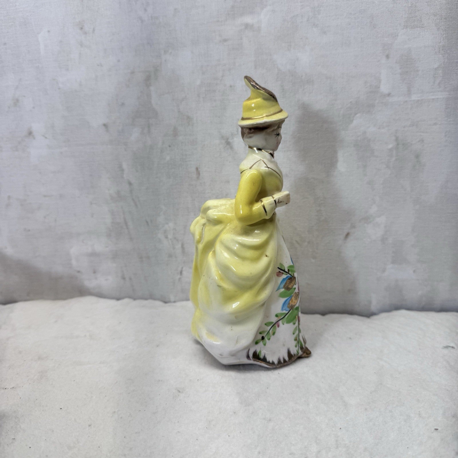 Yellow Dress Lady Figurine Vintage 