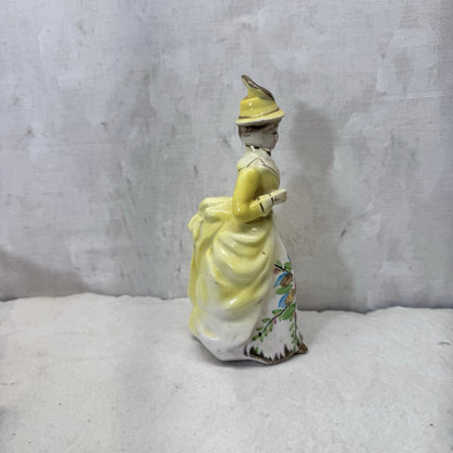 Yellow Dress Lady Figurine Vintage 