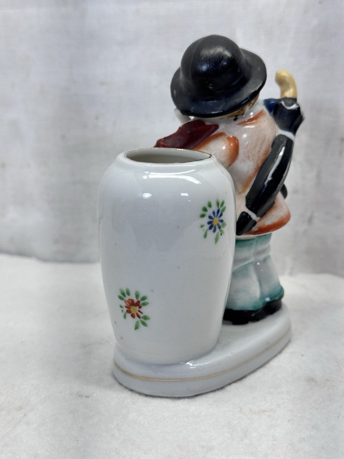 Small Planter Boy Figurine Violin Occupied Japan