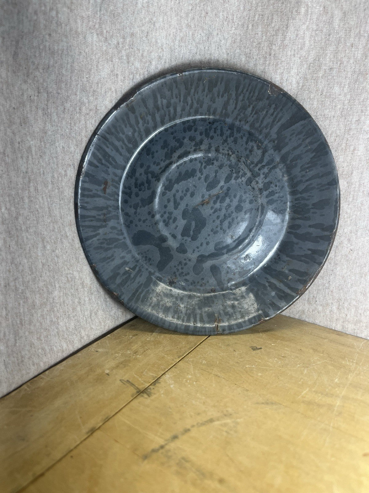 Grey Enamel Saucer Plate