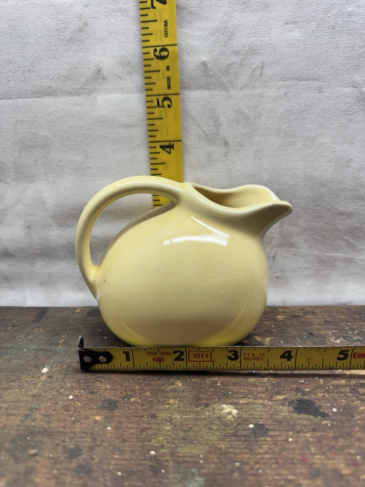 Vintage Yellow Ceramic Mini Creamer Pitcher #S-1556
