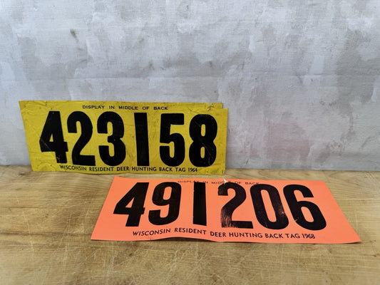 1964 & 1968 Wisconsin Resident Deer Hunting Back Tags #1493