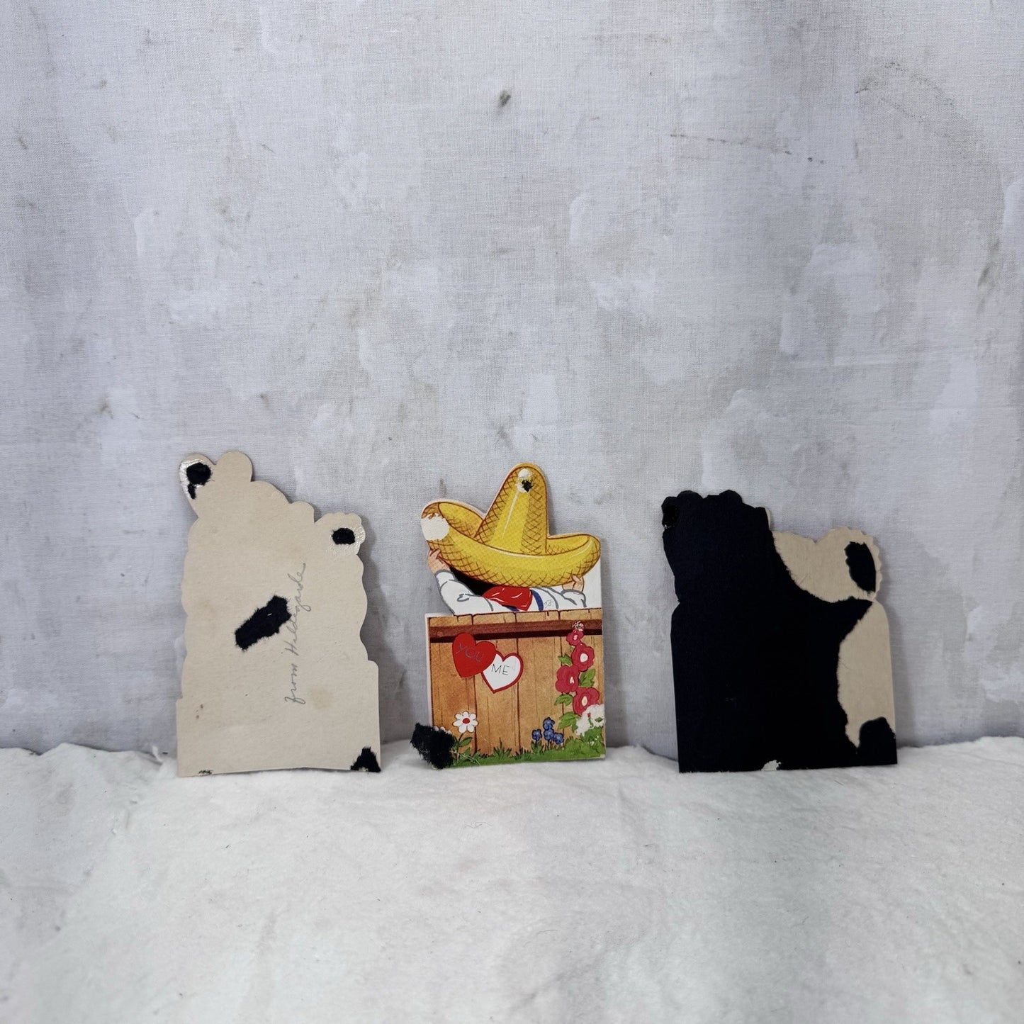 Three Vintage Paper Valentines Day Cards 