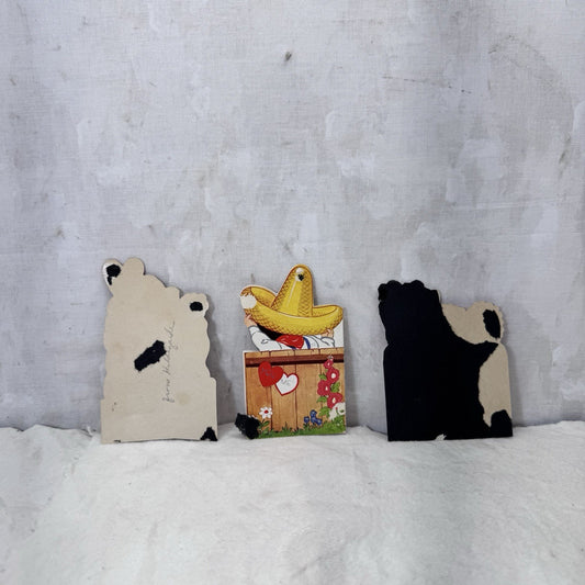 Three Vintage Paper Valentines Day Cards 