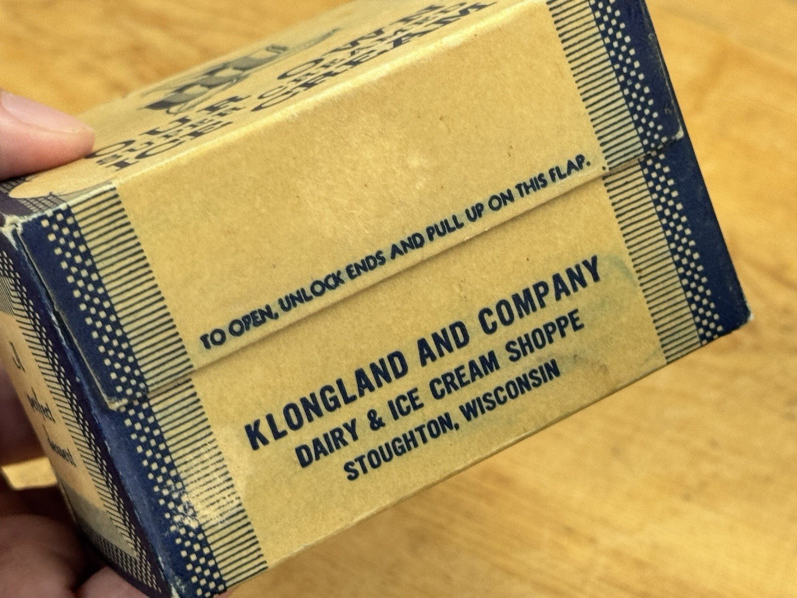Klongland And Company Stoughton Wisconsin Ice Cream Container Vtg #1287