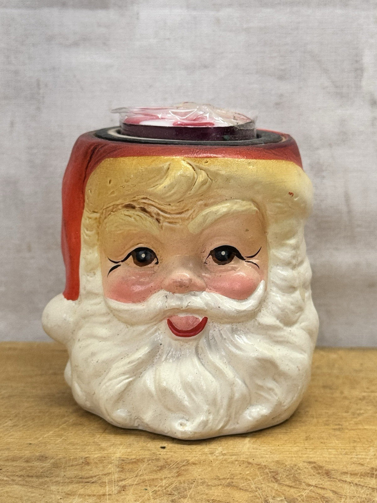 Santa Claus Head Candle Holder Inarco Japan NOS #1326