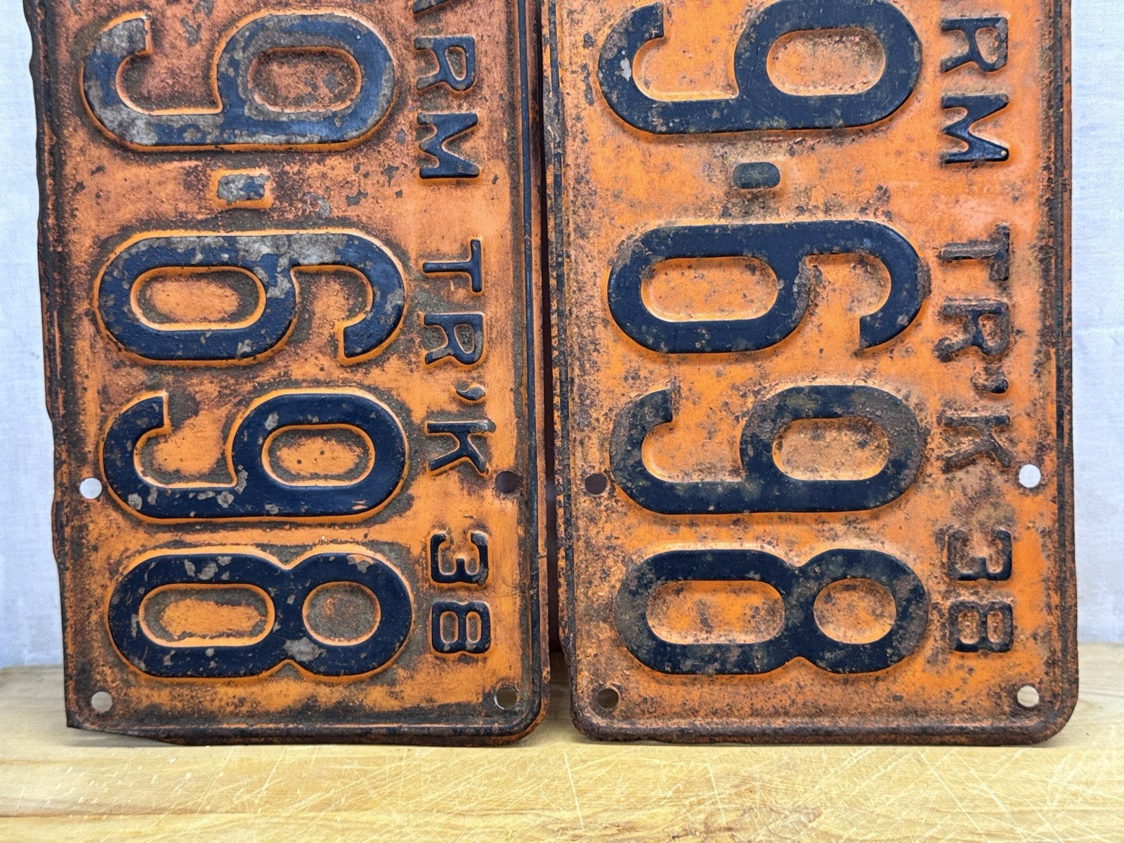 1937/1938 Pair Of Wisconsin Farm Truck Plates #1187