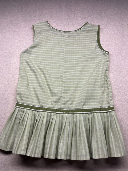 1960-70s Women’s Green Plaid Cotton Sleeveless Tennis Top