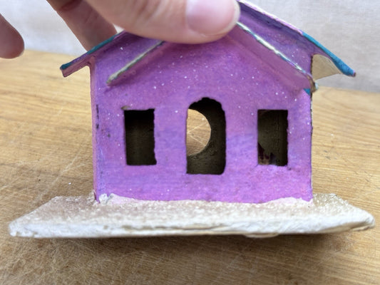 Pink Small Putz House Christmas Antique #1366