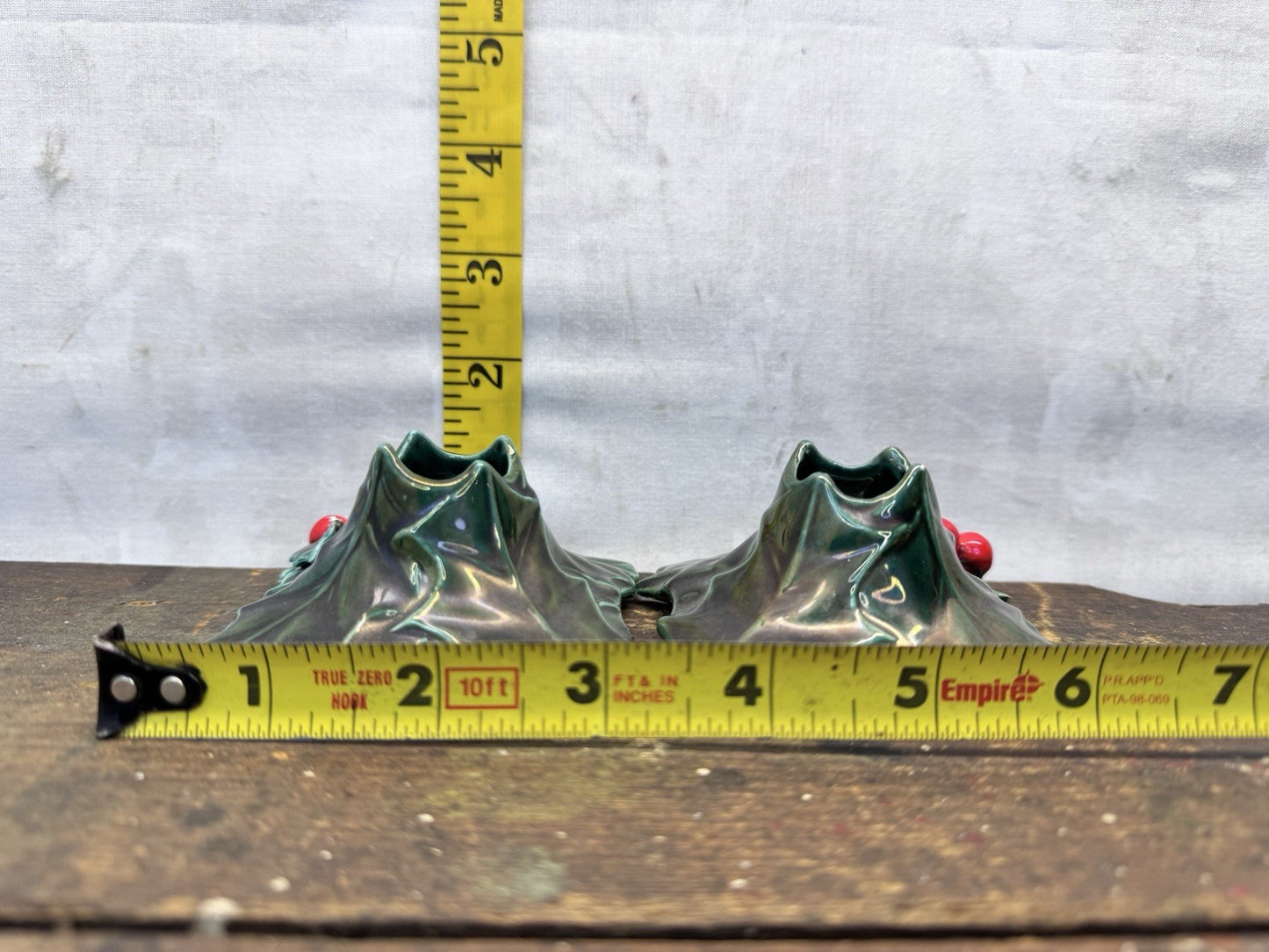 Mistletoe Christmas Lefton Christmas Candle Holders #1478