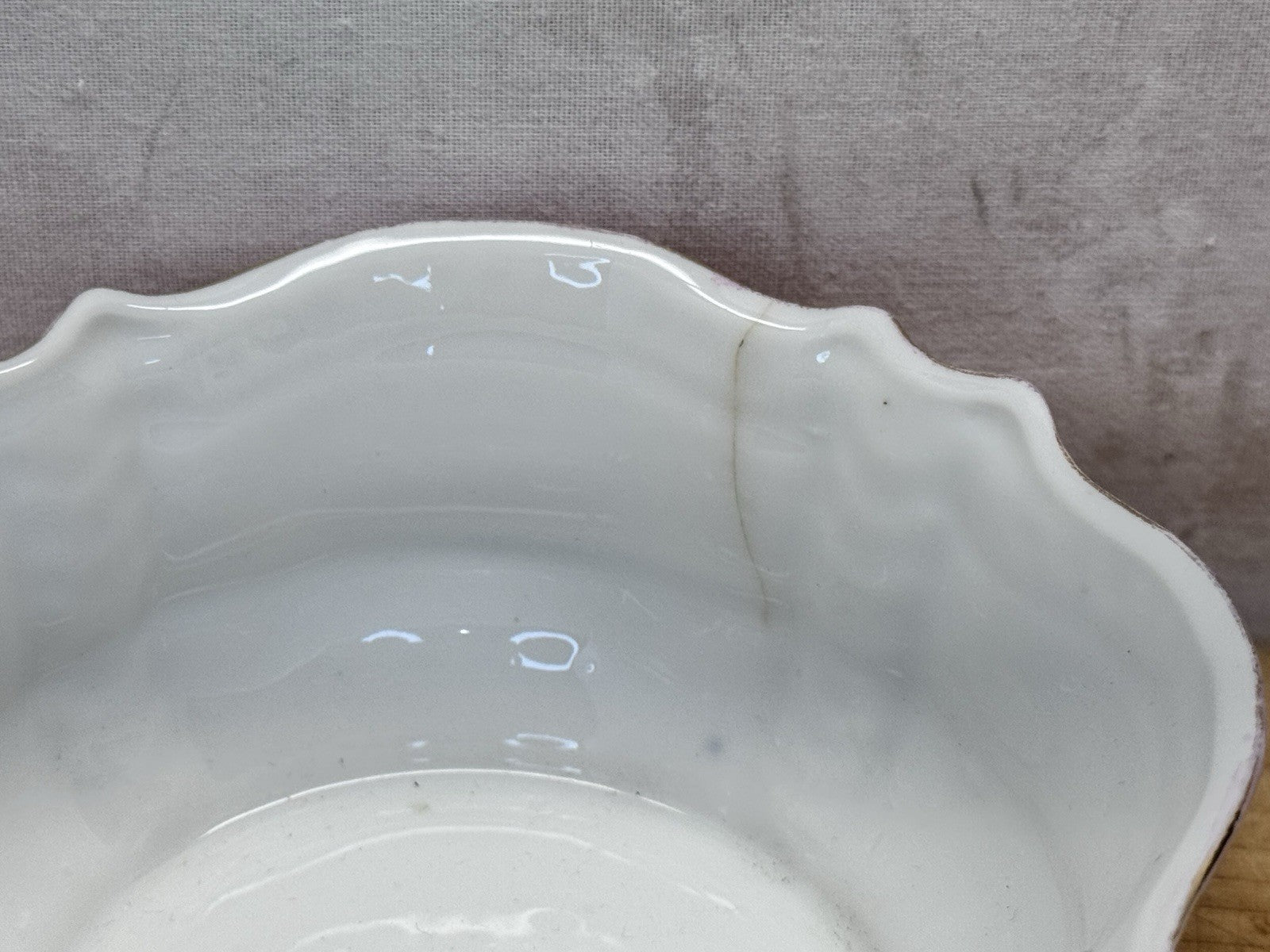 Porcelain Decorative Bowl Gold Painted Accents Pink Antique #1430