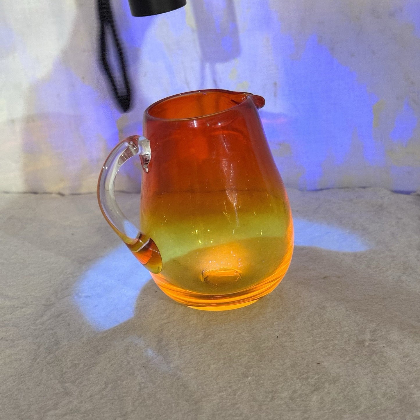 Amberina Glass Creamer Small Pitcher Vintage 