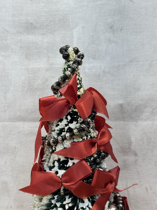 Bottle Brush Christmas Tree With Ornaments Vtg #1349
