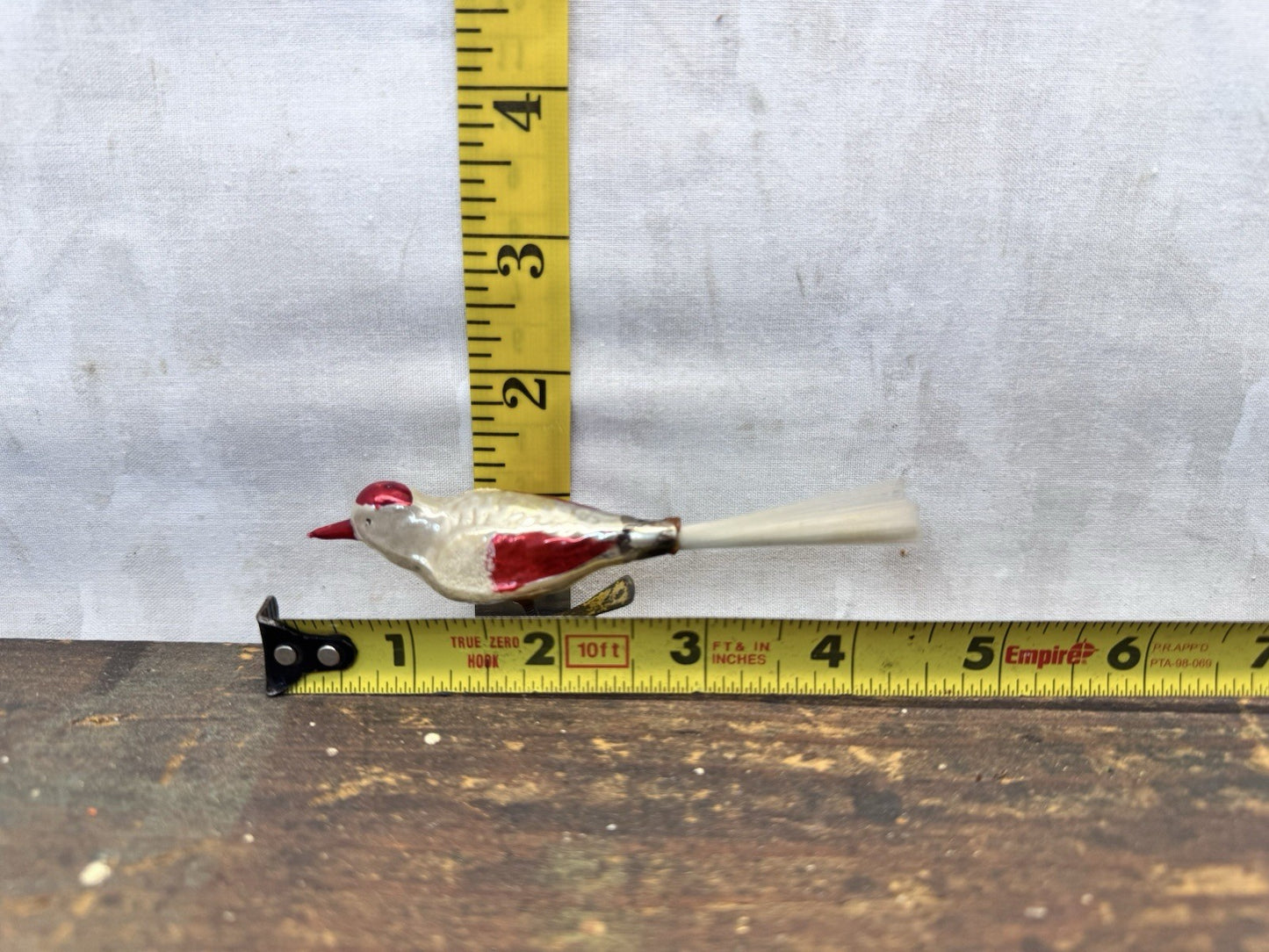 Antique Glass Clip On Bird Ornament  #1490