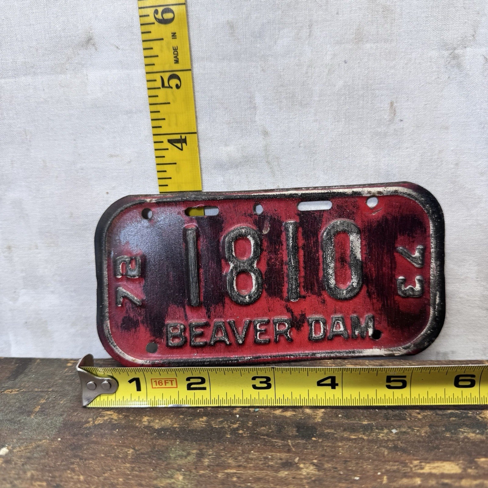 1972 1973 Beaver Dam Wisconsin Bike License Plate