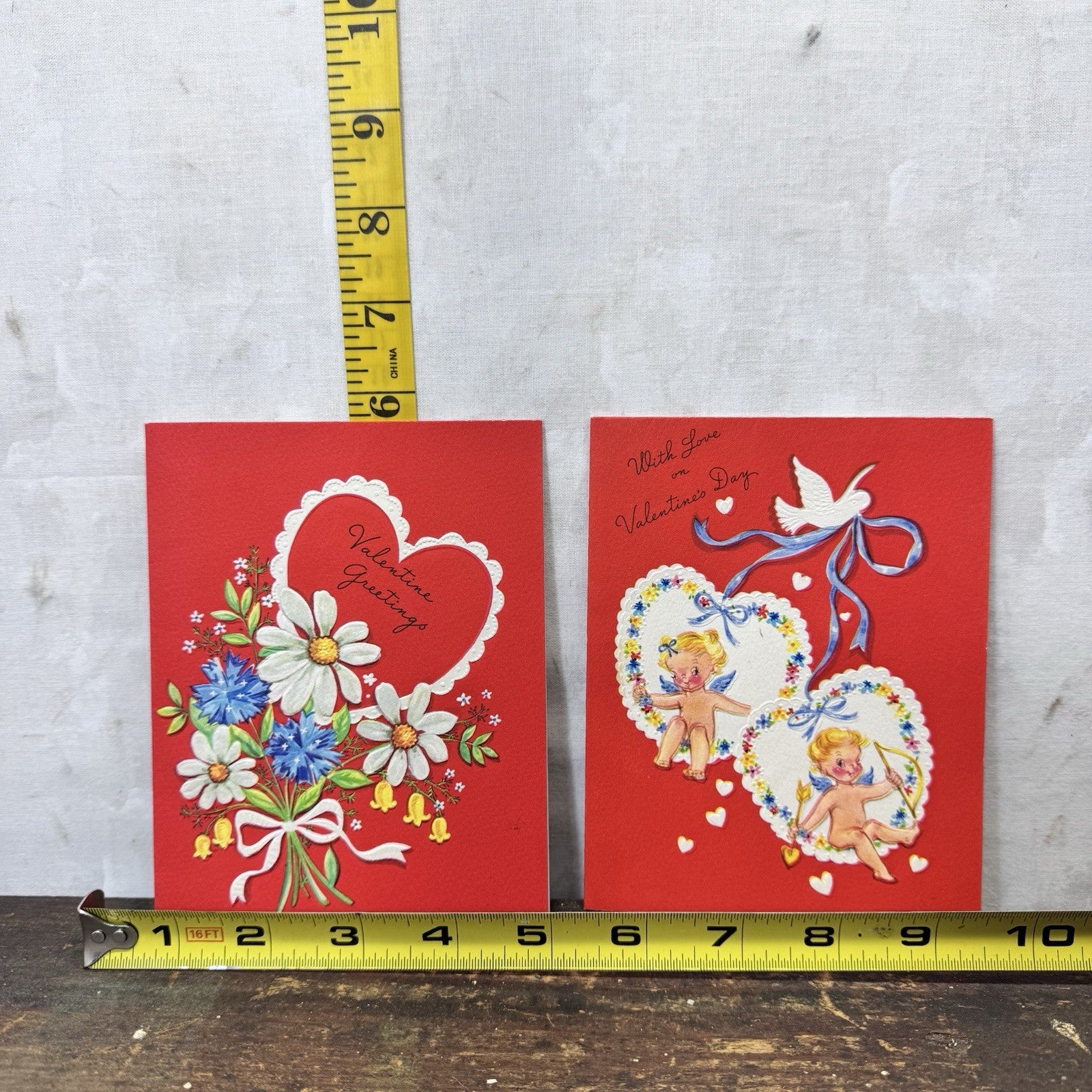 Two Vintage Valentines Day Paper Cards