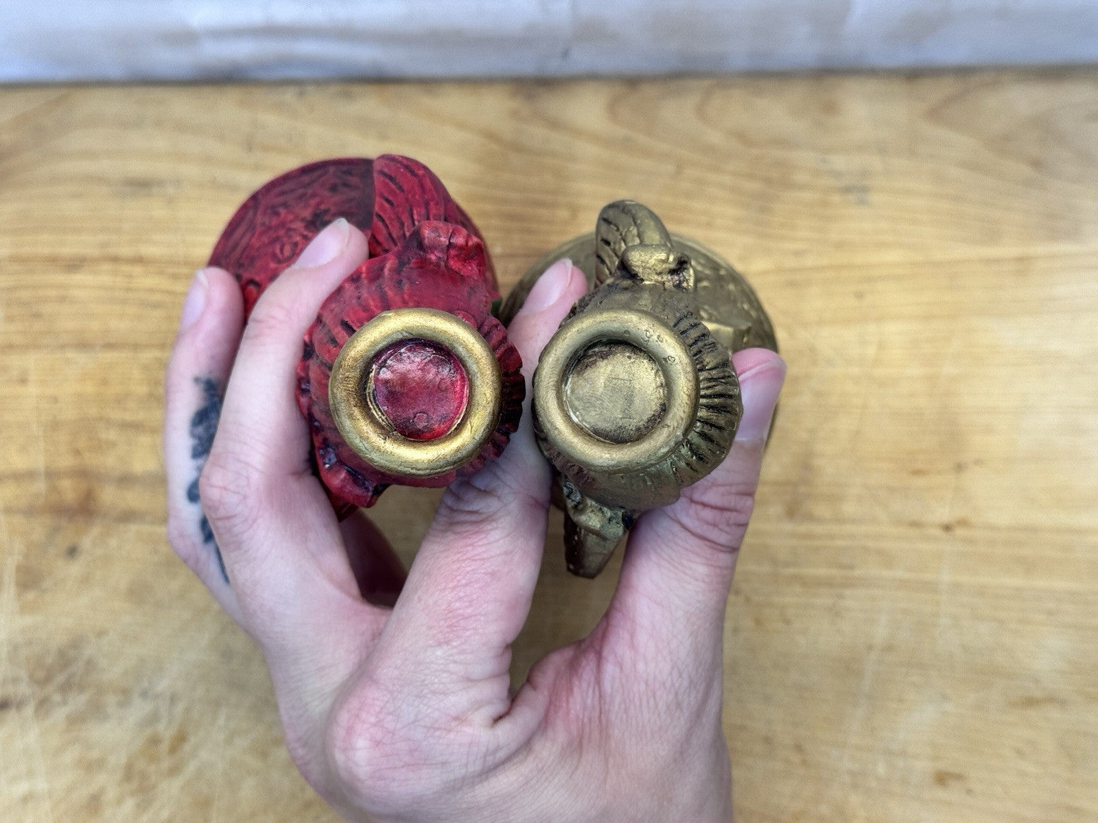 Pair Of Gold And Red Lefton Angles Vtg Christmas #1310