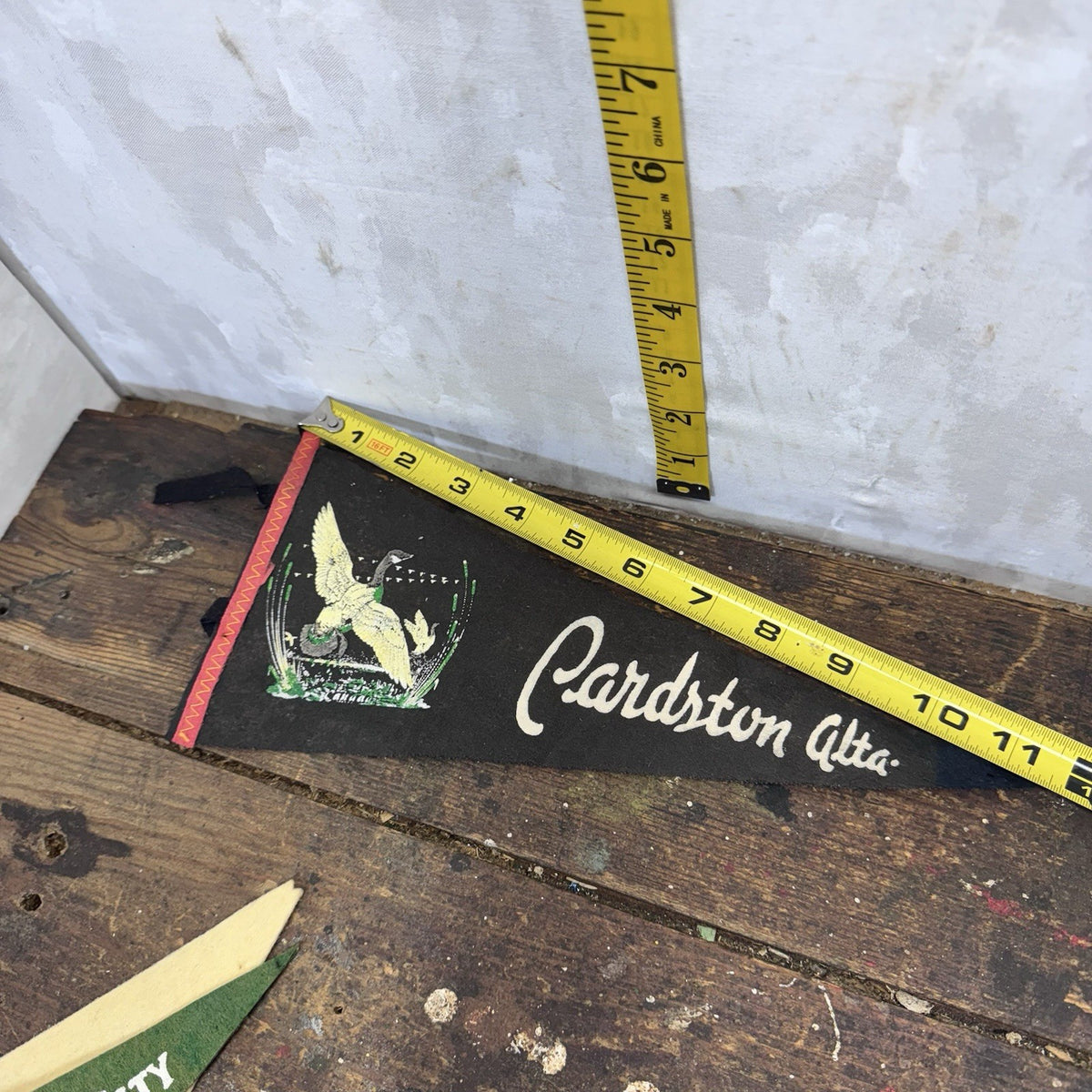 Cardston Alta Vintage Fabric Pennant Banner Flag Souvenir 