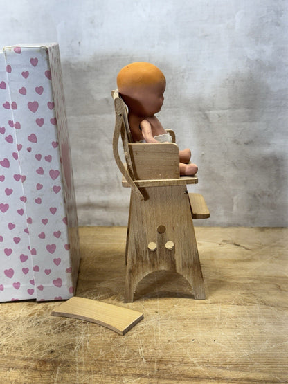 Vintage Kerr & Hinz Model H Painted Bisque Baby w/High Chair #S-1812 W/box