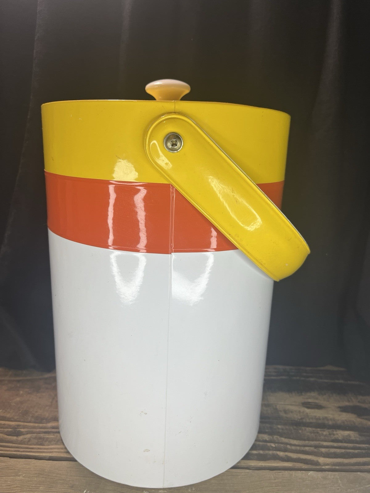 Mid Century Modern Multi Colored Cooler W/Handle Very Clean