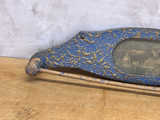 Primitive Blue Wooden Tie Rack #1330