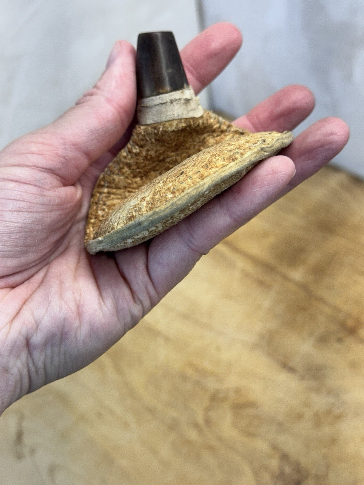 Shot Pouch Carved Horn Vtg Empty #S1496
