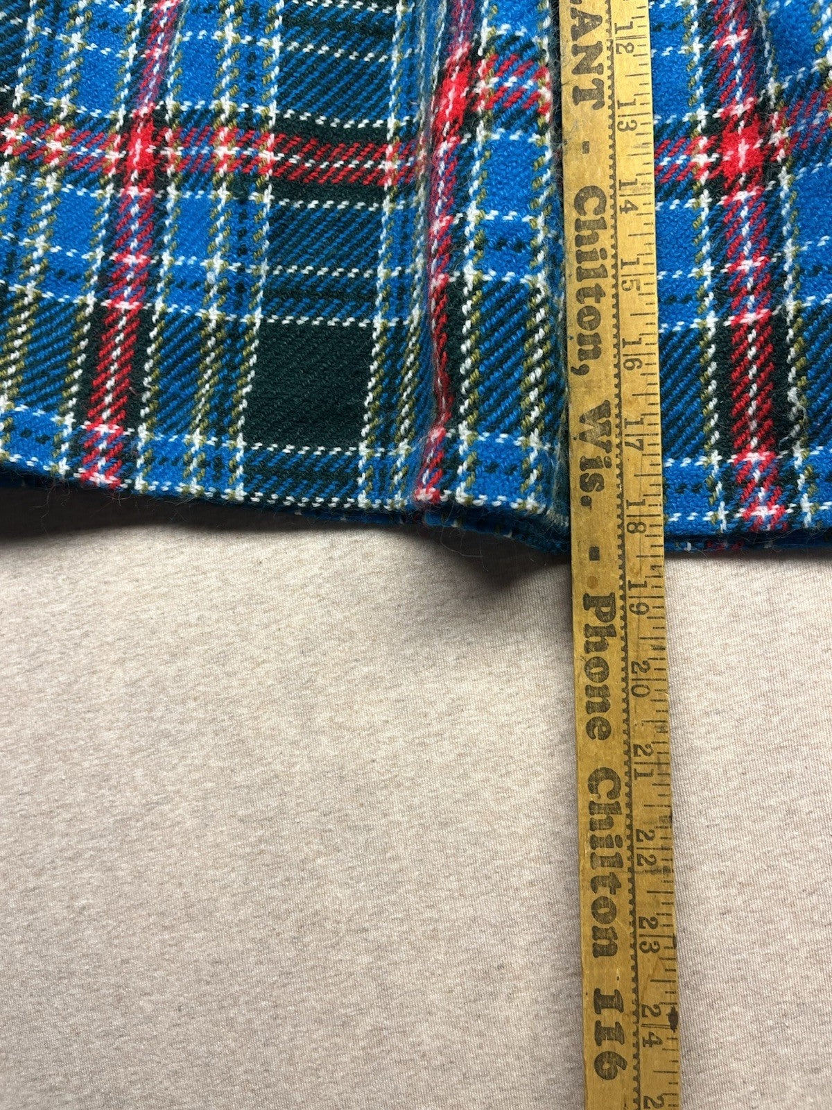 1960s Blue Plaid Wool Skirt