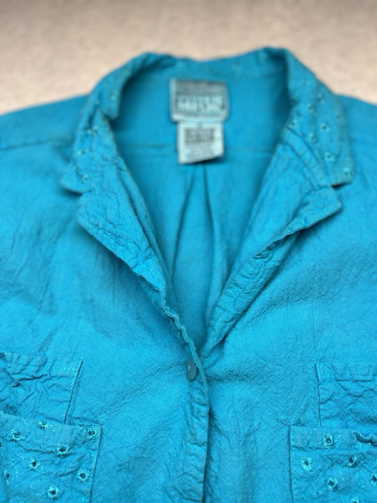 1980s Women’s Blue Cotton Sleeveless Shirt 