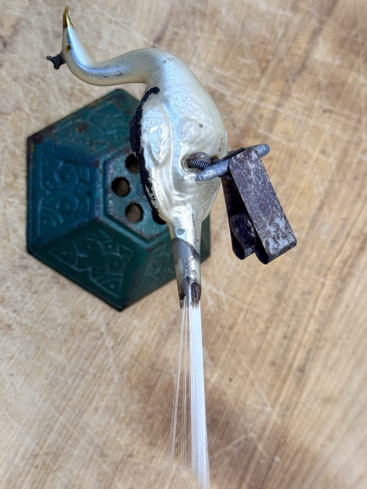Antique Glass Bird Clip On Ornament #1491