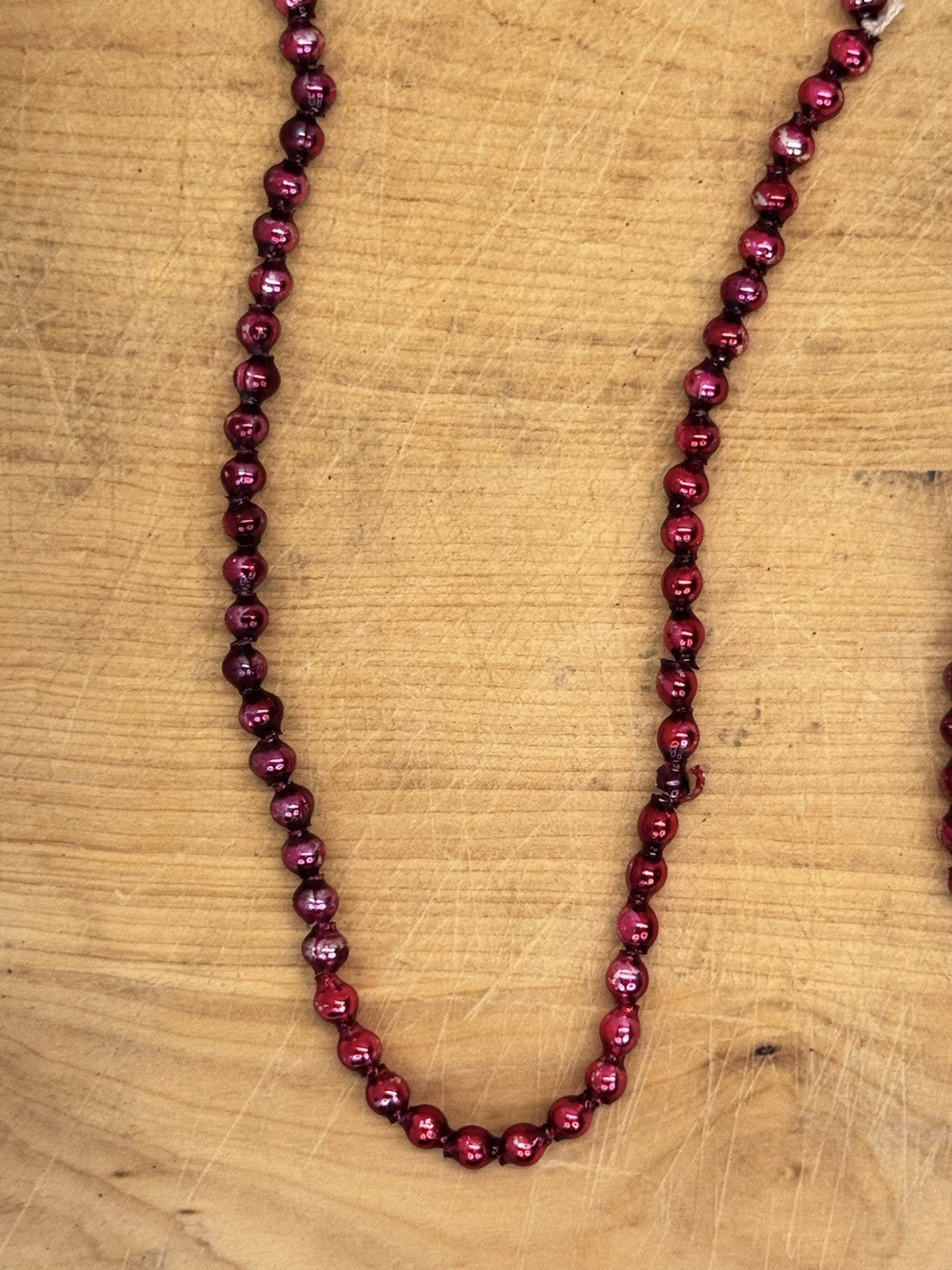 Red Antiqued Glass Beaded Garland 9 Ft #1212