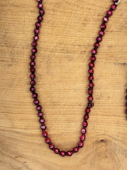 Red Antiqued Glass Beaded Garland 9 Ft #1212