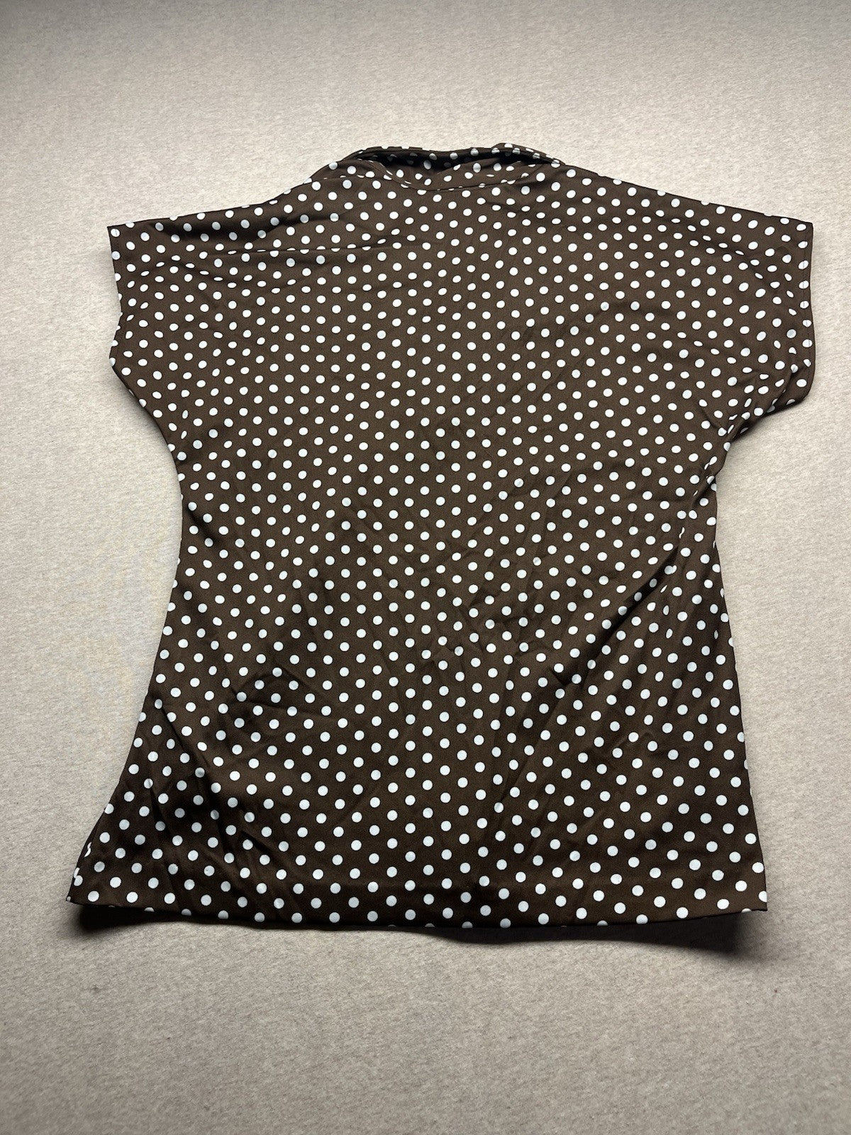 1960-70s Women’s Brown Knit Polka  Dot S Sleeve Top