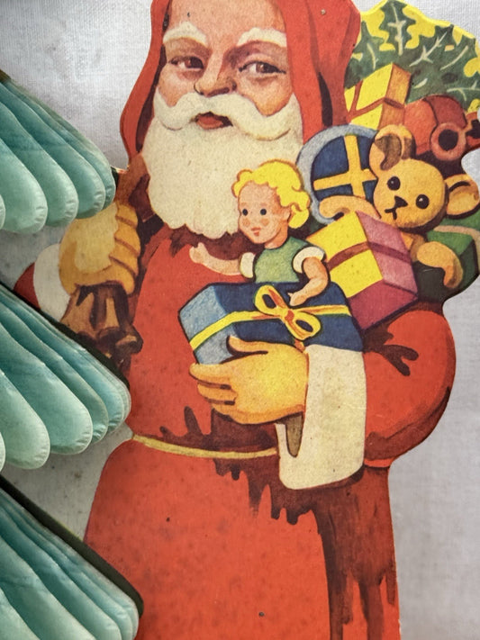 Vintage 1940s Christmas Santa Claus Tissue Tree Decoration #1267
