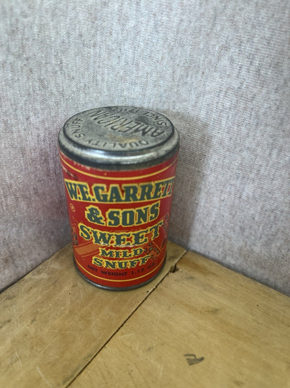 W.E.Garrett & Sons Sweet Snuff Tobacco Empty Tin