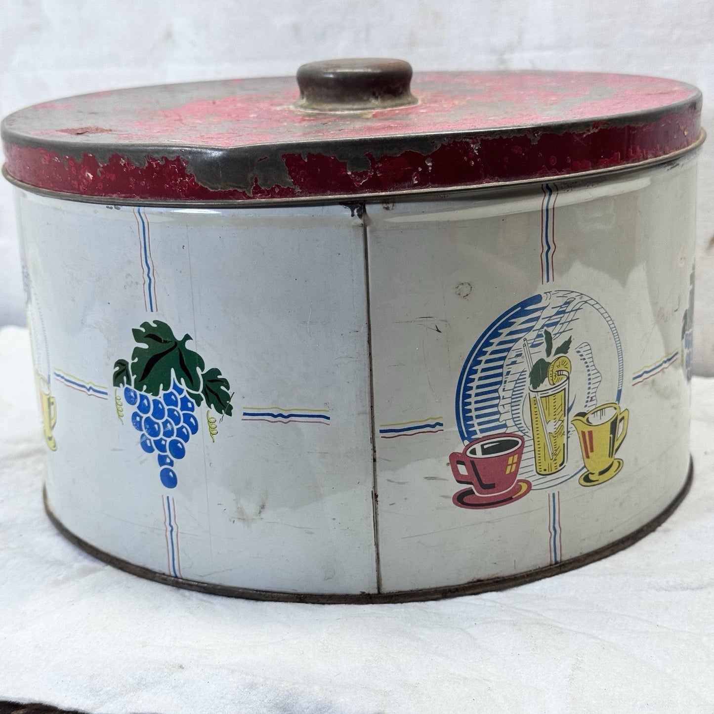 Vintage Rustic Kitchen Cake Canister Tin