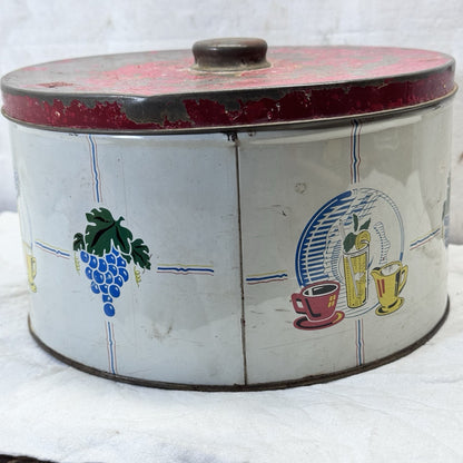 Vintage Rustic Kitchen Cake Canister Tin