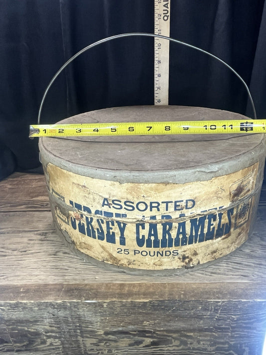 Antique Vintage Jersey Assorted #25 Carmel Ziegler Box W/Bail Handle