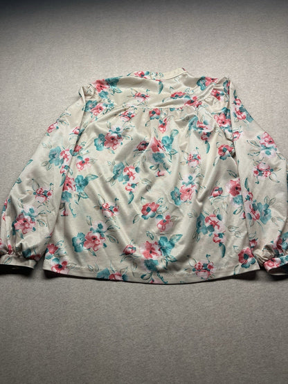 1970s, 80s Women’s L Sleeve Floral Print Knit Top