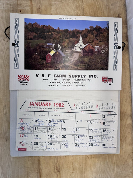 Brandon Waupun Atwater Wisconsin Calendar Advertisement 1982 #1413