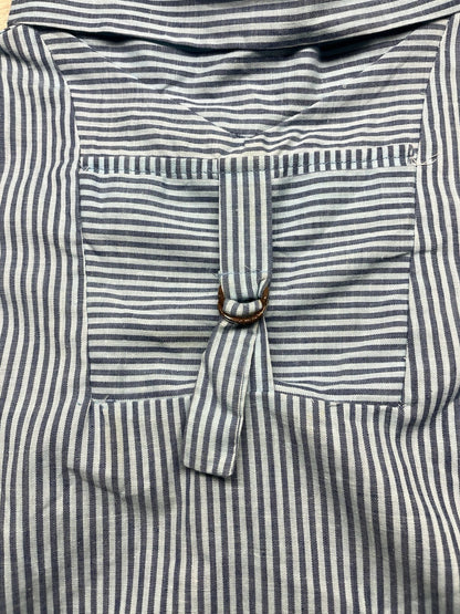 1980s Women’s Blue Striped Cotton Top