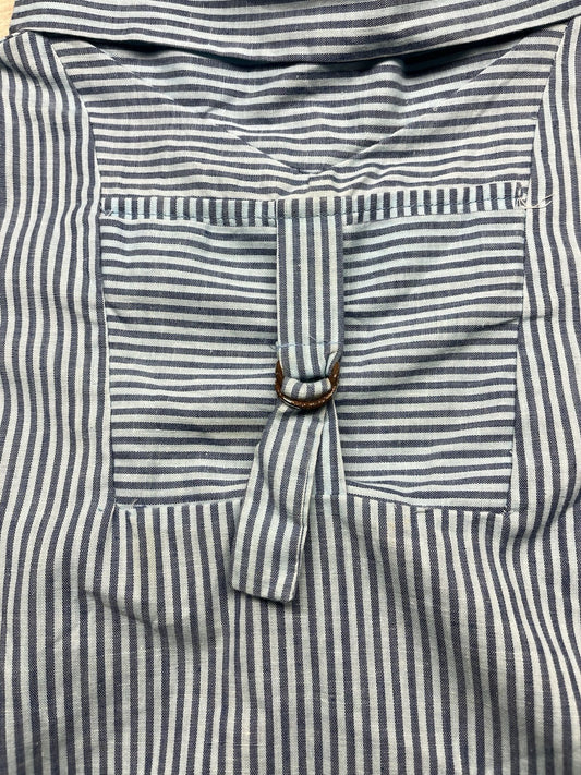 1980s Women’s Blue Striped Cotton Top