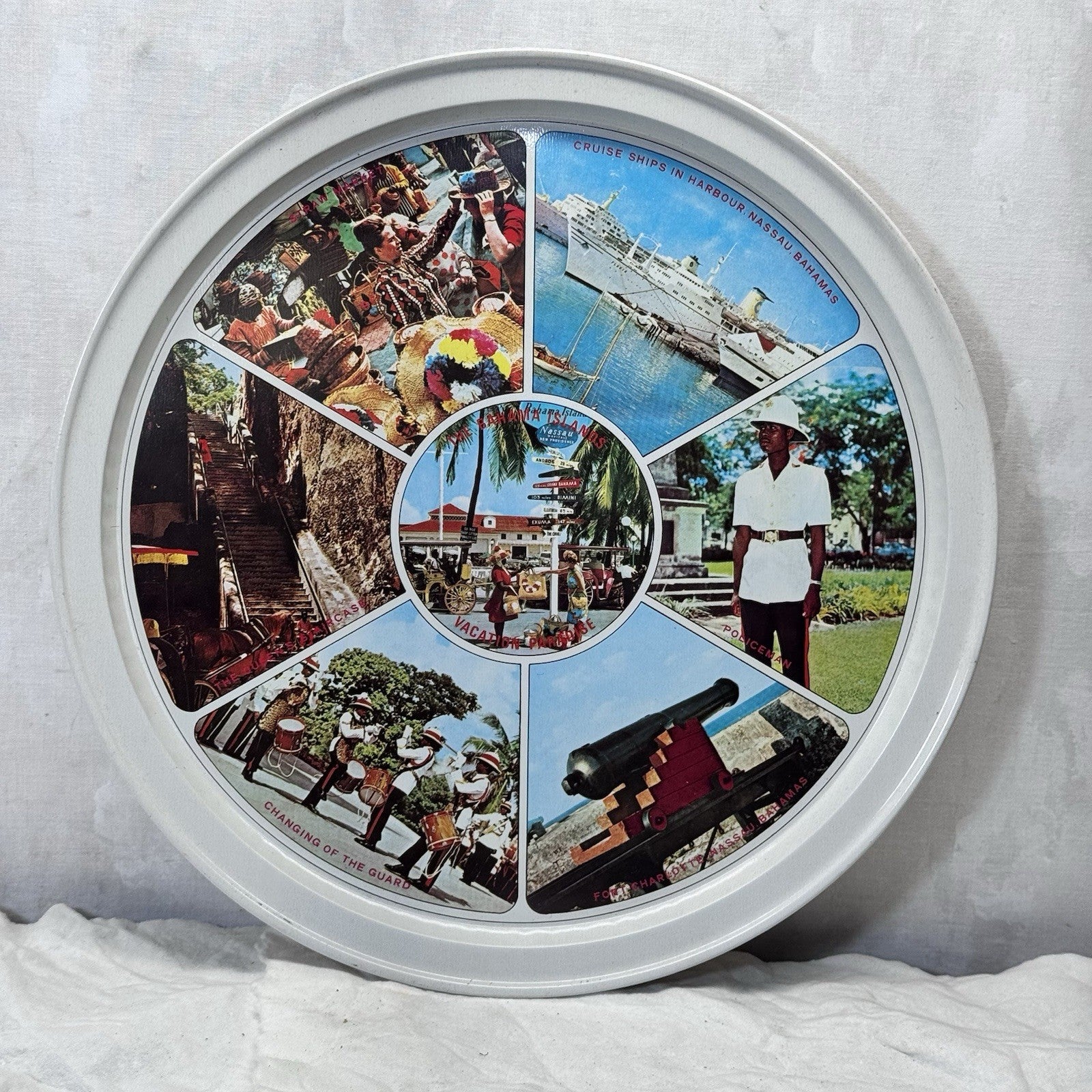 Bahama Islands Vacation Paradise Metal Tray Souvenir Vintage