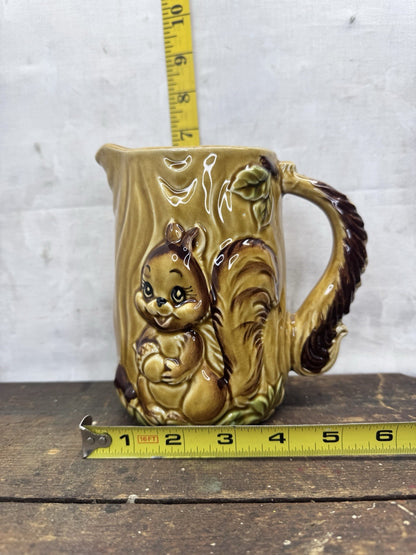 Ceramic Squirrel Pitcher Vintage #1116