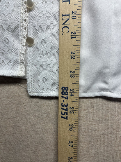 1960s, 70s Women’s L Sleeve White Nylon Ruffled Shirt